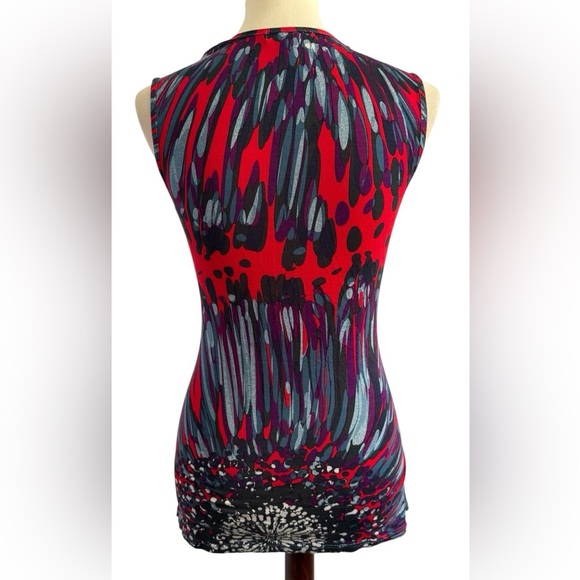 Weston Wear Red Blue Splash Color Sleeveless V Neck Y2K 2000's Blouse Size Small - Picture 3 of 12